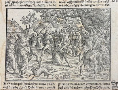 null École allemande, XVIème siècle
Lapidation d'Etienne
Page de livre imprimée découpée
15,1...