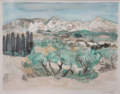 null Yves BRAYER (1907 - 1990), d'après
Vue de la Montagne Sainte Victoire, 
Lithographie...