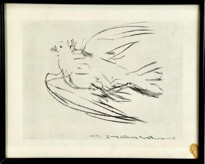 null Pablo PICASSO (1881-1973) d'après
Colombe en vol 
Impression sur papier, signée...