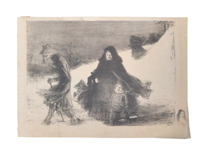 null Charles LEANDRE (1862-1934)
Noël, 1897
Lithographie sur papier de soie, contrecollée...