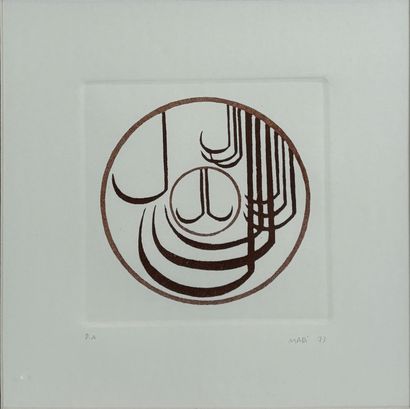 null Hussein MADI (1938 - 2024)
Alphabet calligraphique
Aquatinte sur papier, signée...