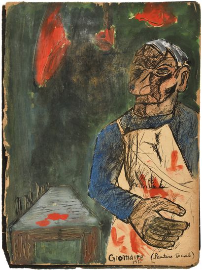 Marcel GROMAIRE (1892-1971)
Portrait de boucher...