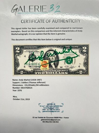 Andy Warhol : Signature manuscrite au feutre acrylique en Vert Andy Warhol : Signature...