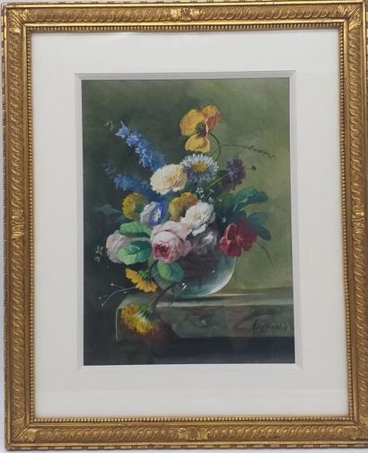 Arthur Chaplin Arthur Chaplin
Bouquet de fleurs 
Aquarelle signée 
40 x 48 cm