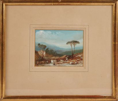 Eugène CICERI (1813-1890) Eugène CICERI (1813-1890)
Paysage d'Italie, aux pins parasols
Aquarelle,...