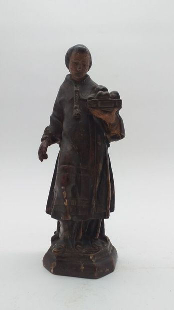 Statuette en bois sculpté et patiné représentant saint Étienne Statuette en bois...