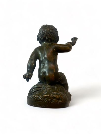 D'après Clodion After Clodion 
Brown patina bronze putto signed on the base 
H. 11...