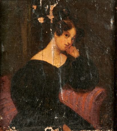 Ecole Romantique vers 1830 Romantic School circa 1830 
Portrait of a Woman 
Oil on...