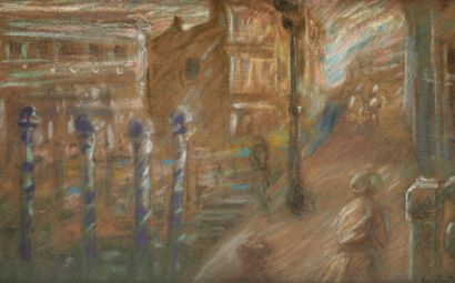 Ecole Moderne Modern School 
View of Venice
Pastel, trace of signature lower right
Damage,...