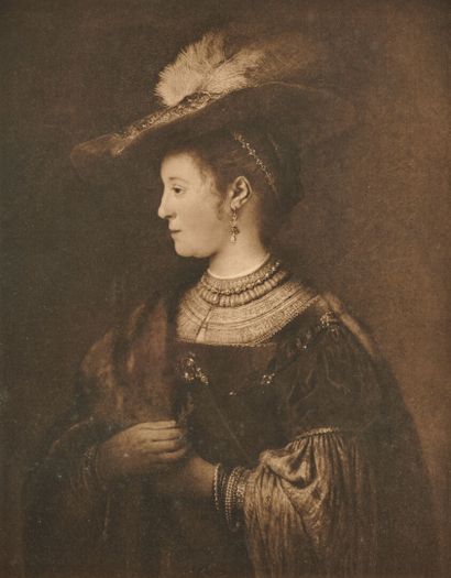 Deux gravures représentant Saskia Van Ulenburgh d'après Rembrandt et Isabella Brant...