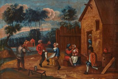 Ecole FLAMANDE du XVIIIe siècle 18th century FLEMISH school
Peasant dance
Canvas
53...