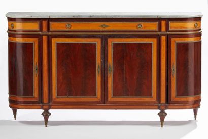 Grand buffet bas Large low sideboard 

In mahogany and light wood, grey marble top,...