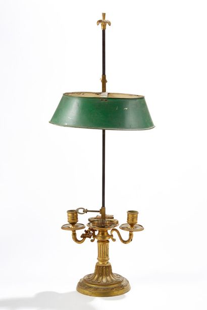 Lampe bouillotte Hot-water bottle 

In gilt bronze and green lacquered sheet metal,...