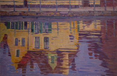 Henri HELIS (1872-1945) Henri HELIS (1872-1945)
Maisons à Bruges le long du canal,...