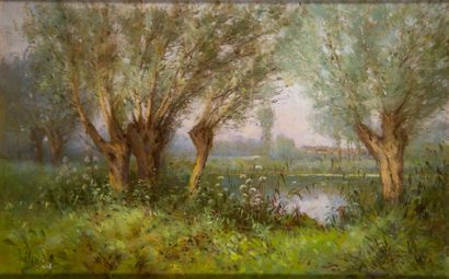 Henri HELIS (1872-1945) Henri HELIS (1872-1945) 
Bords d'étang fleuri à Itteville...