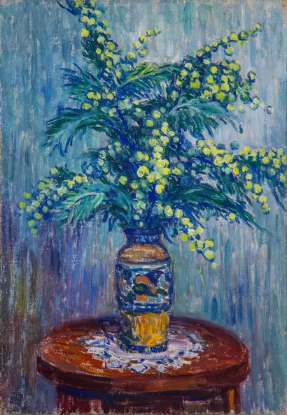 Henri HELIS (1872-1945) Henri HELIS (1872-1945)
Vase aux mimosas, 

46 x 31,5 cm,...