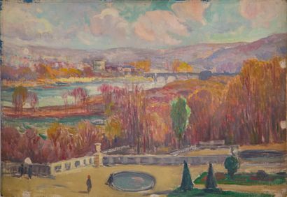 Henri HELIS (1872-1945) Henri HELIS (1872-1945) 
La terrasse de Saint-Cloud 
Huile...