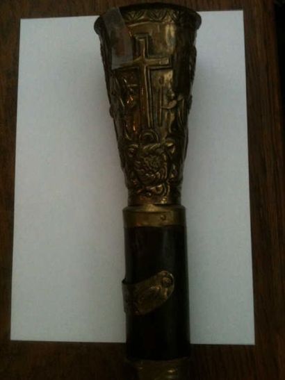 null Haut bâton sceptre d'Alcade péruvien dit Vara, le fût puissant en bois orné...