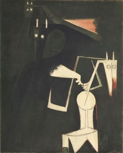 Wifredo LAM (1902-1982) Sans titre, 1970
Huile sur toile, signée en bas à droite,...