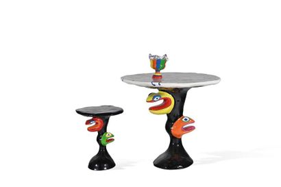 Niki de Saint Phalle (1930-2002) Table and stool, 1980
Proofs in painted polyester,...
