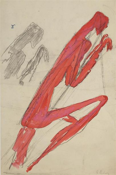 GERMAINE RICHIER (1902-1959) The praying mantis, circa 1946
Drawing in red ink wash...