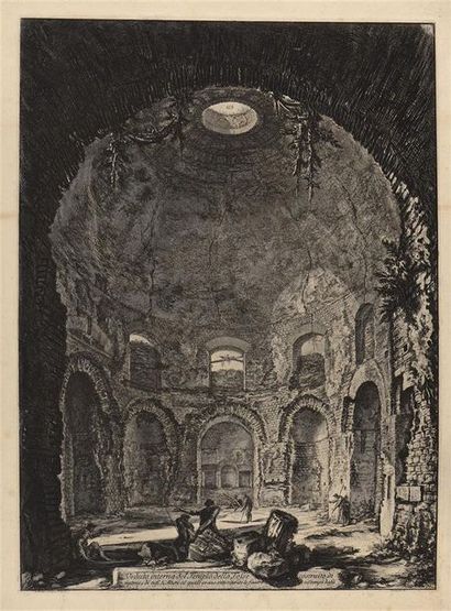 null Giovanni Battista PIRANESI (1720-1778) Veduta interna del Tempio della Tosse,...