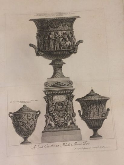null Giovanni Battista PIRANESI (1720-1778) « Trois vases » et « Urne funéraire en...