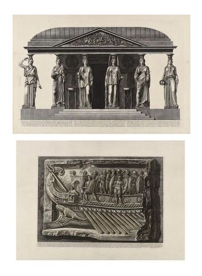 null Giovanni Battista PIRANESI (1720-1778) « Groupe de cariatides » avec dédicace...