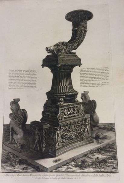 null Giovanni Battista PIRANESI (1720-1778) Vue perspective d'un monument retrouvé...