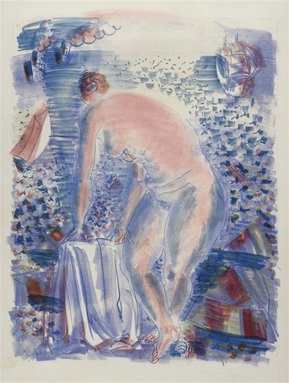 null Raoul DUFY (1877-1953) La grande baigneuse, vers 1928 Lithographie en couleurs,...