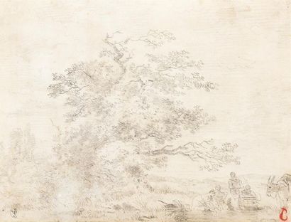 null Jean Honoré FRAGONARD (Grasse 1732 - Saint-Maurice 1799) 
Paysage aux lavandières...