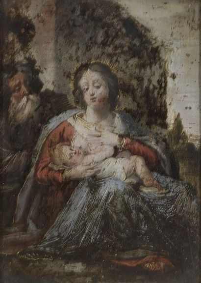 null École FRANÇAISE du XVIIe siècle Vierge à l'Enfant Le Christ au Jardin des oliviers...