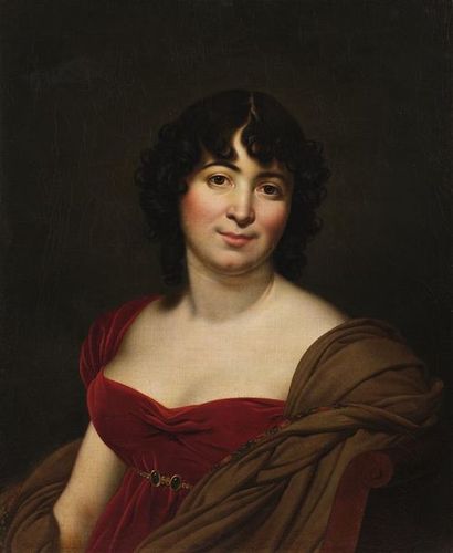 null Atelier d'Anne-Louis GIRODET (1767-1824) Portrait de madame de Prony Huile sur...