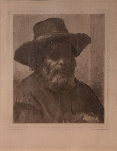 null REMBRANDT (1606-1669) d'après gravé par LEROY Portrait d'homme Gravure en bistre....