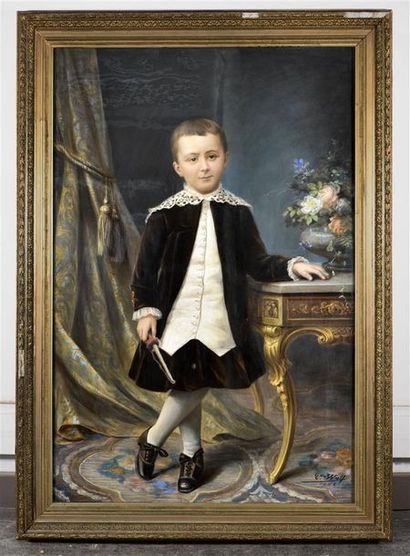 null Camille Aimé Fr. WOLF (1837-1911) Portrait de jeune garçon Pastel sur papier,...