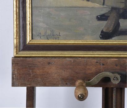 null A. MALBERT (Début du XXe siècle) Portrait de femme en pied Huile sur toile signée...