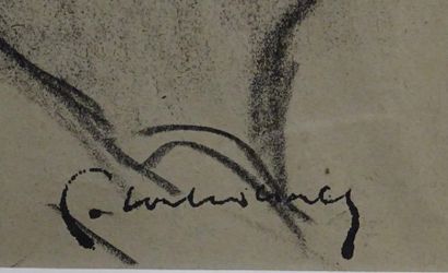 null Pierre COMBET-DESCOMBES (1885-1966) Nu de trois quart Fusain, cachet de la signature...
