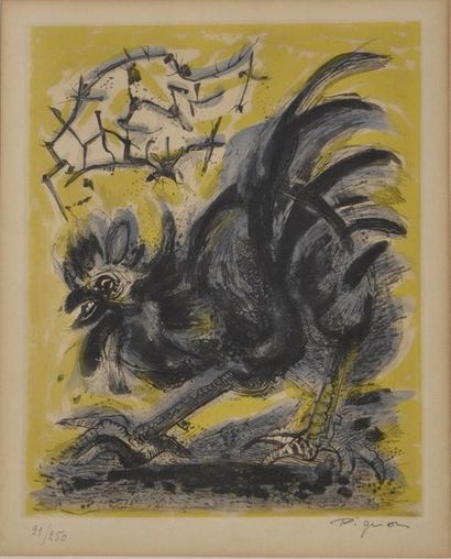 null Edouard PIGNON (1905-1993) Le Coq Lithographie, signée en bas à droite et justifiée...