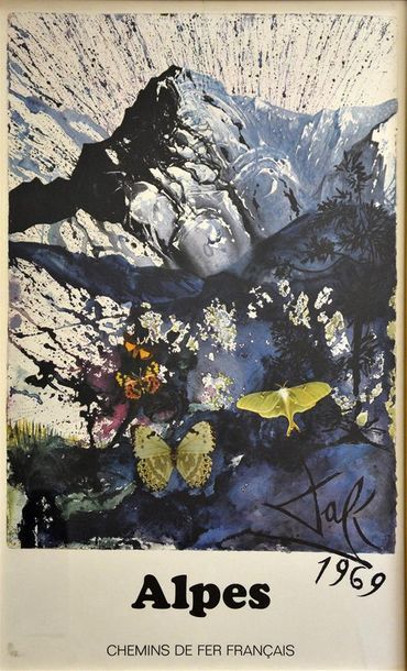 null Salvador DALI (1904-1989) Alpes, 1969 Affiche imprimée H. 59 cm L. 35,5 cm