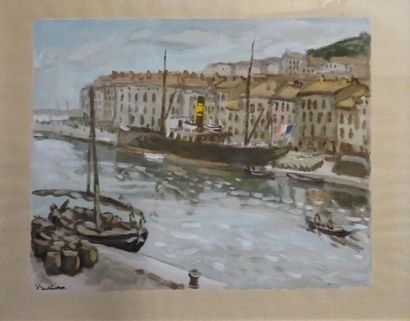 null Eric BATTISTA (1933) Paimpol, le port Deux gouaches signées et située pour l'une...