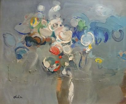 null Pierre CHIEZE (1929-2011) Bouquet de fleurs Huile sur toile signée en bas à...