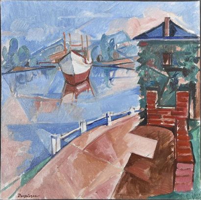 null Jacques DESPIERRE (1912-1995) La Seine à La Bouille Huile sur toile signée en...