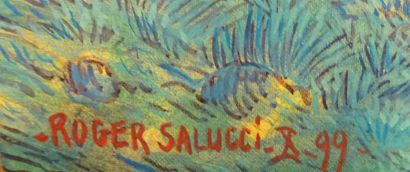 null Roger SALUCCI (1942) "Paisible paysage du bord de mer", 1999 Huile sur toile...