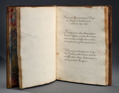 null Manuscrit original des thèmes latins proposés à Louis XIV par son précepteur.
LOUIS...