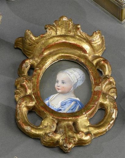 null D’après Anton VAN DYCK (1599- 1641)
Petite miniature portrait de James, duc...