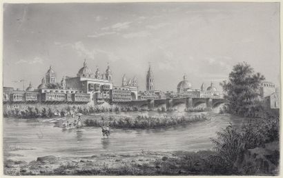 Ernest CHARTON (1813-1877) View of Lima
Lead mine and highlights, signed and dated...