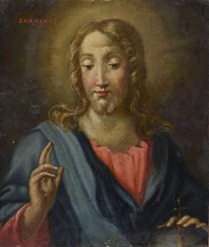 École FRANÇAISE du XIXe siècle, d'après Federico BAROCCI Christ blessing
Oil on copper,...