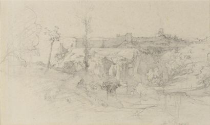 François Auguste RAVIER (1814-1895) Les falaises et les remparts de Crémieu (recto);...