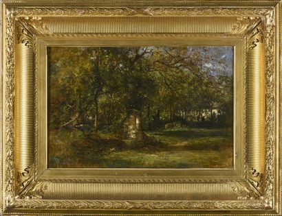 Jean Alexis Achard (1807-1884) Landscape at the
Oil on canvas fountain, signed lower...