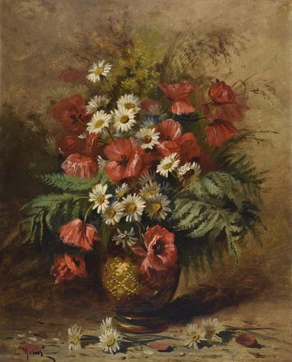 Louis MORIN (1855-1938) Daisies and poppies
Oil on canvas, signed lower left
H. 81...